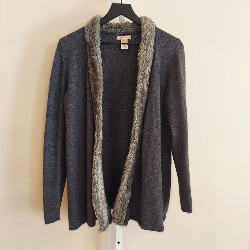 Vertical Design Knit Cardigan Cotton Rabbit Hair Blend Faux Fur Y2K Grunge‎